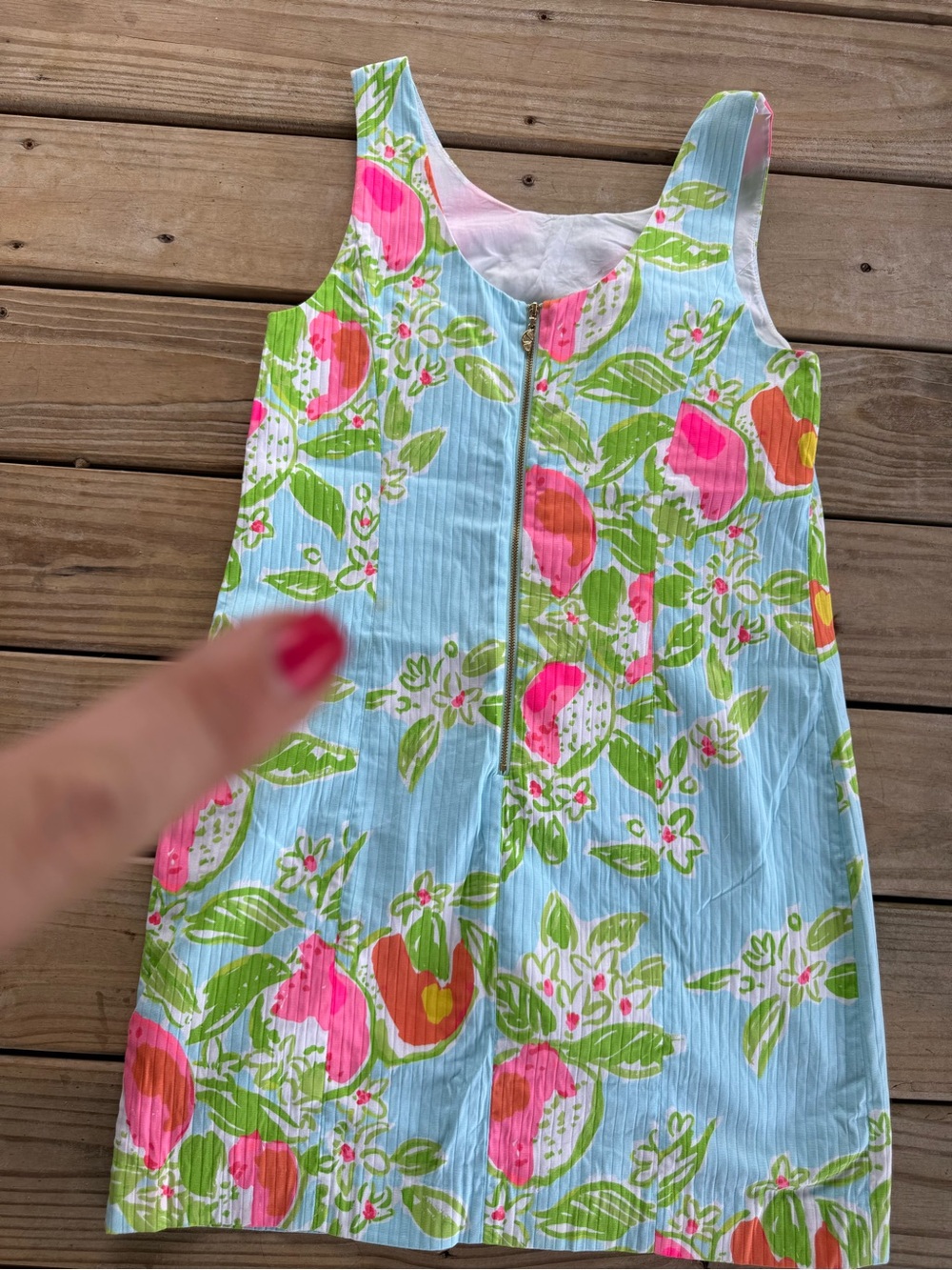 Lilly Pulitzer Blue Pink Floral Shift Dress White Lace Trim Sleeveless - Picture 8 of 11
